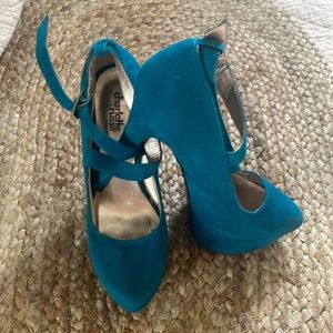 Size 7 blue suede heels
